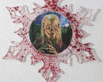 Horror Christmas snowflake ornament - Tales from the Crypt- CryptKeeper- stocking stuffer  - holiday - gift
