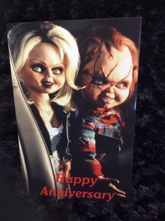 Horror Anniversary card - greeting card - halloween - chucky - tiffany - child's play - unique - 5x7 - love - wedding - couple -gift