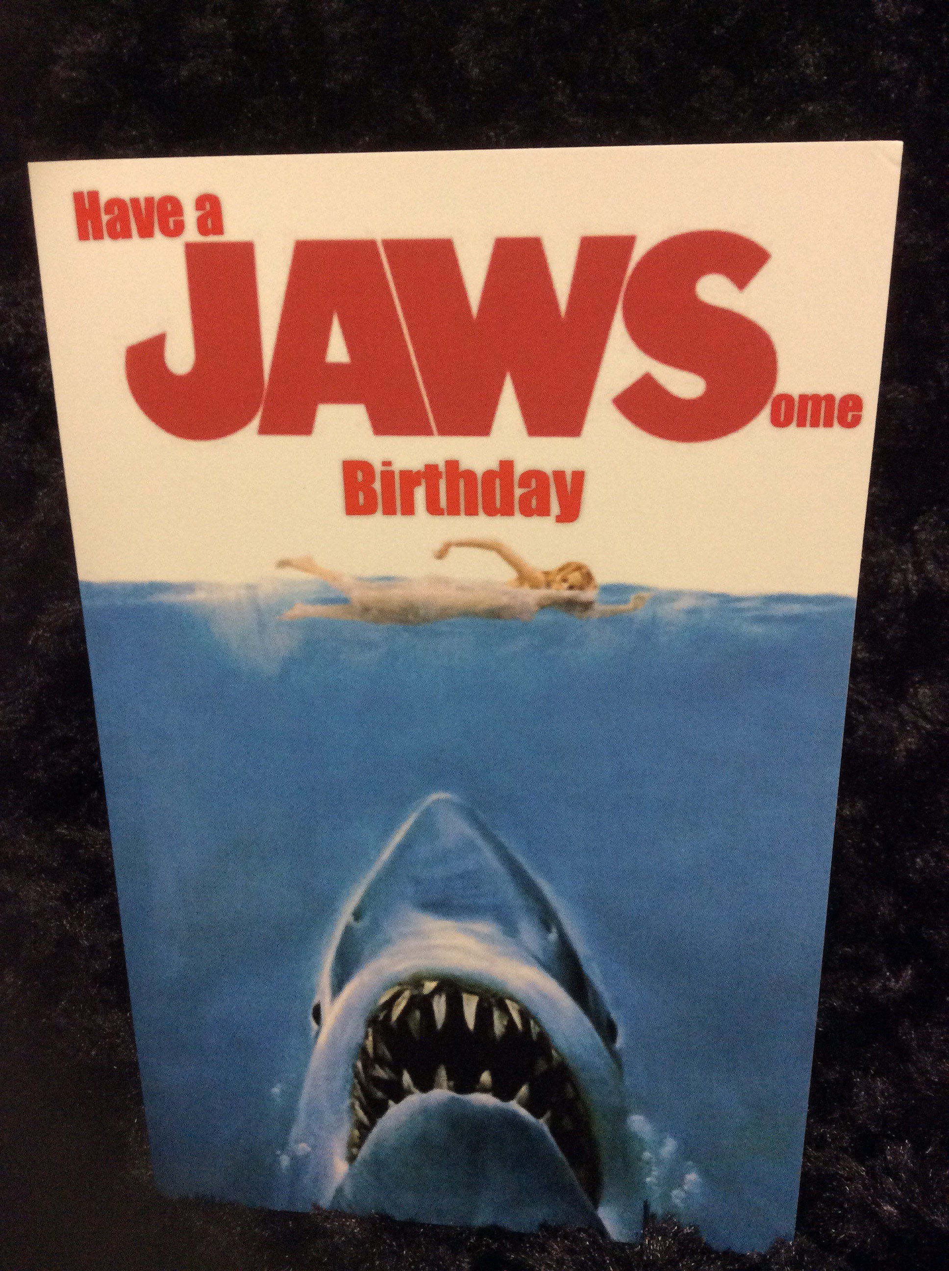 Horror birthday card - greeting card - halloween - Jaws - shark - oce…