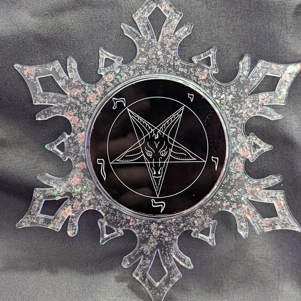 Horror Christmas Snowflake ornament-Baphomet-Pagan-gift - stocking stuffer - holiday- secret Santa