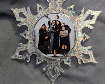 Horror Christmas snowflake ornament - The Addams Family- Halloween - stocking stuffer - couple- gift