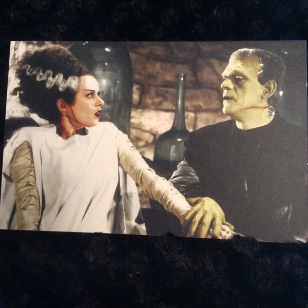 Horror love card - greeting card - halloween - Frankenstein  - bride of Frankenstein - unique - 5x7 - love - wedding -  couple - anniversary