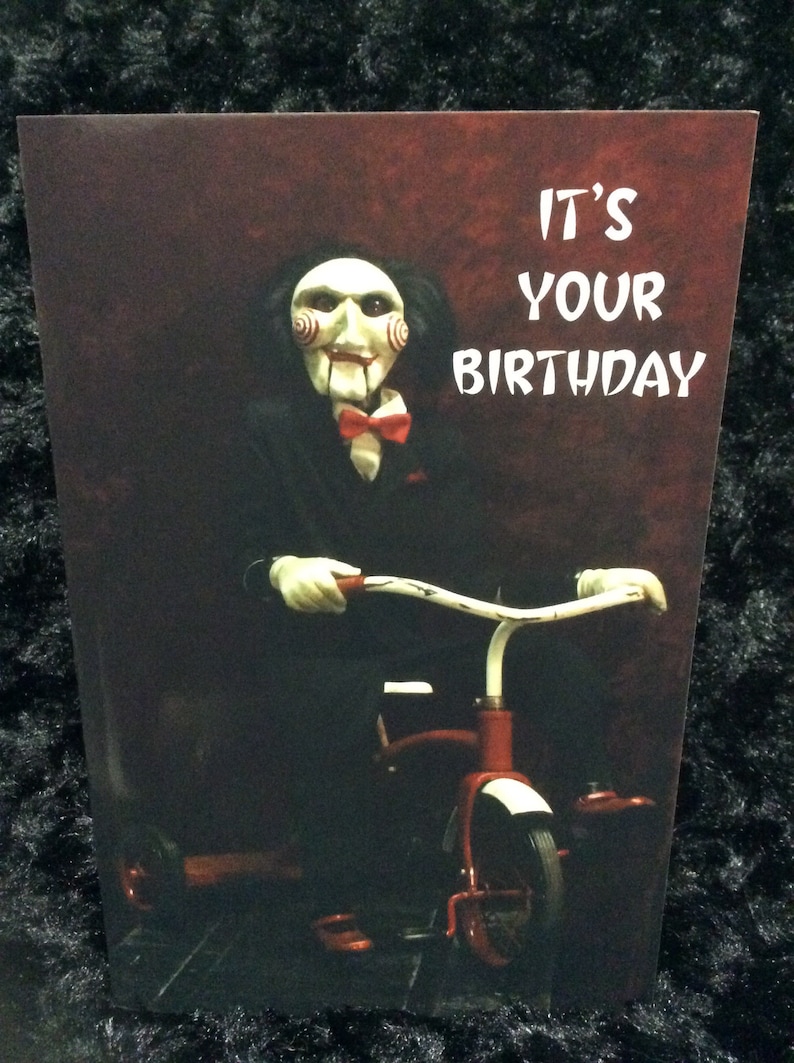 Birthday horror card greeting card 5x7 Saw jigsaw | Etsy