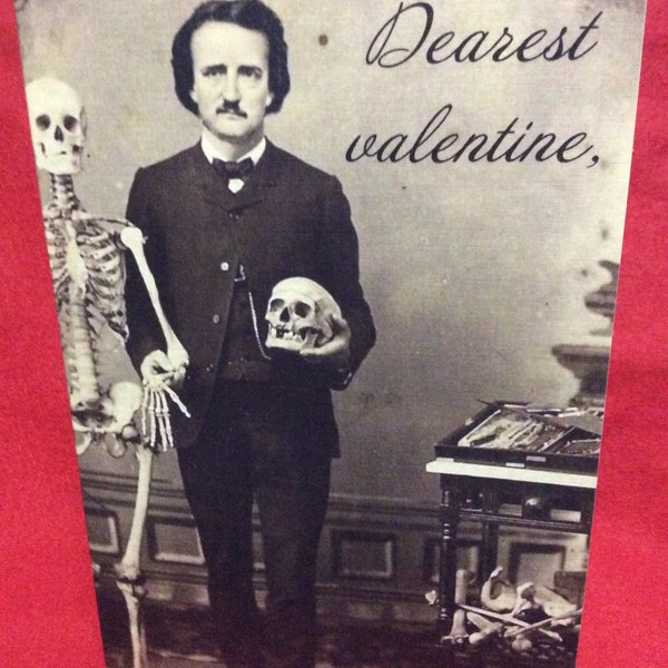 Tarjeta de San Valentín de terror - Tarjeta de felicitación - Edgar Allen Poe - Corazón revelador - Halloween - Única - 5x7 - Amor - Pareja - Amistad - Vintage