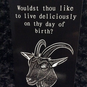 Horror birthday card - greeting card - halloween - black phillip - the witch - 5x7 - pagan  - witchcraft - black magic - goat - spirits