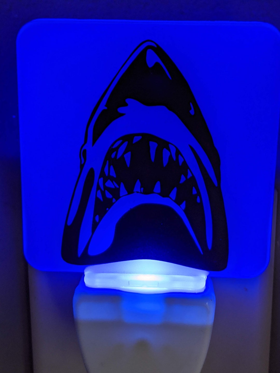 Horror Nightlightjawsled Blue Etsy