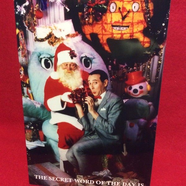 Christmas pop culture card - peewee Herman - peewee’s playhouse - holiday - secret Santa - chairy - funny - greeting card- nostalgia