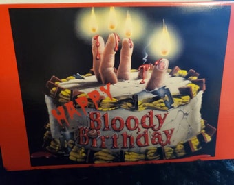 Horror birthday card - greeting card - halloween - happy birthday to me - bloody - unique - 5x7 - birthday card - gift