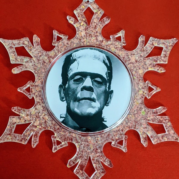 Horror Christmas snowflake ornament - Frankensteins Monster- classic horror- stocking stuffer  - holiday - gift