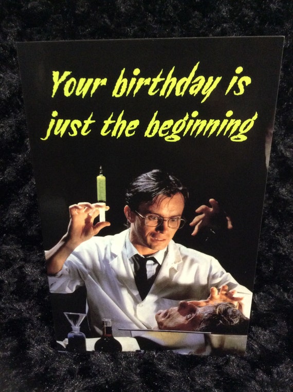 Horror Birthday Card Re Animator Halloween Science Etsy