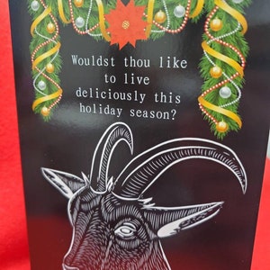 Horror Christmas card - holiday greeting card - halloween - black phillip - the witch - 5x7 - new year - witchcraft - black magic