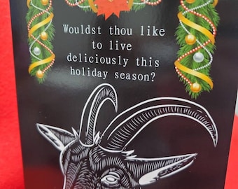 Horror Christmas card - holiday greeting card - halloween - black phillip - the witch - 5x7 - new year - witchcraft - black magic