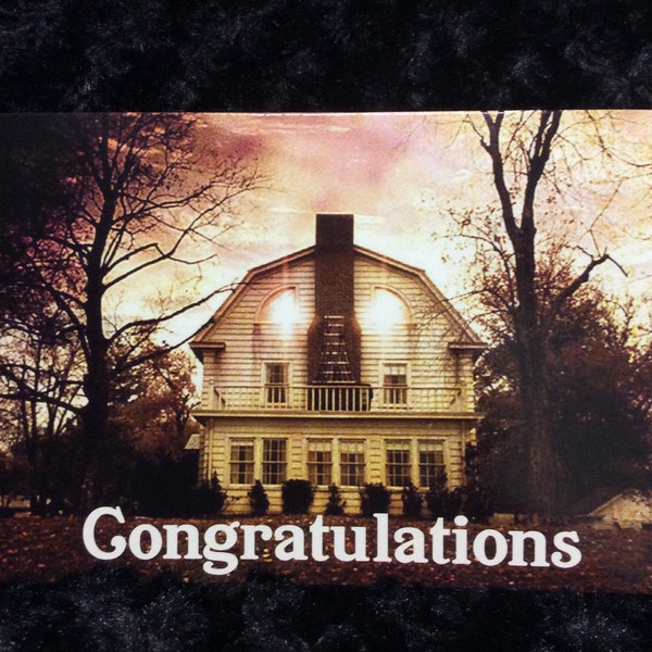 Horror New home congratulations card - greeting card - halloween - amityville horror - haunted house - possessed - creepy - paranormal