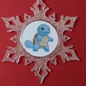 Horror Christmas snowflake ornament - Squirtle- Santa -stocking stuffer  - holiday - gift