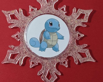 Horror Christmas snowflake ornament - Squirtle- Santa -stocking stuffer  - holiday - gift