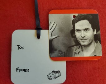 Horror pop culture gift tags - hang tags - label - birthday- monsters - serial killer - bundy - true crime  decoration - Christmas tag