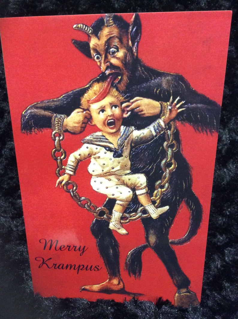 Krampus Christmas card 2 merry krampus holiday austrian | Etsy