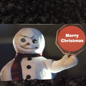 Horror Christmas card - holiday greeting - halloween - Jack Frost - mutant killer snowman - winter - 5x7 - new year - b-movie