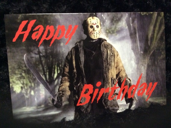 Horror birthday card greeting card halloween Jason | Etsy