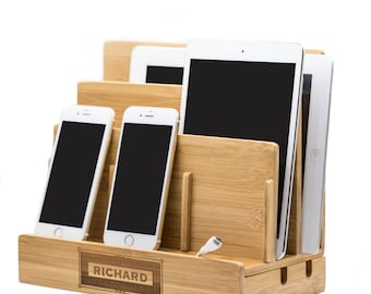 charging station,Organization,bamboo,charging, laptop,cord,organizer,office,eco friendly,sustainable,charging dock,docking station,home gift