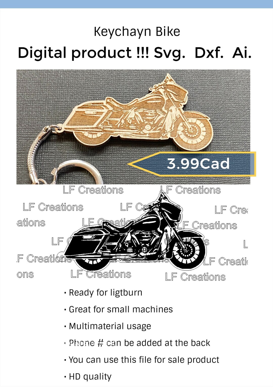Bike Keychain Vector File , DXF , SVG , Ai , Etsy Canada