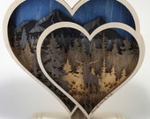 Hearts 6 layers picture FILE ! Laser cut ready file . Couple layers project . dxf ,svg,lbrn,ai