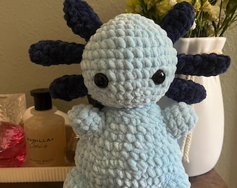 Crochet Blue and White Axalotl Plush