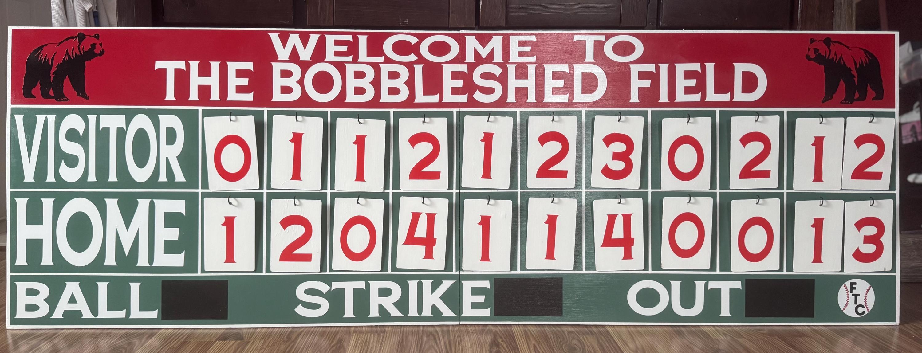 24” X 72” Real Wood Vintage Style Baseball Scoreboard With