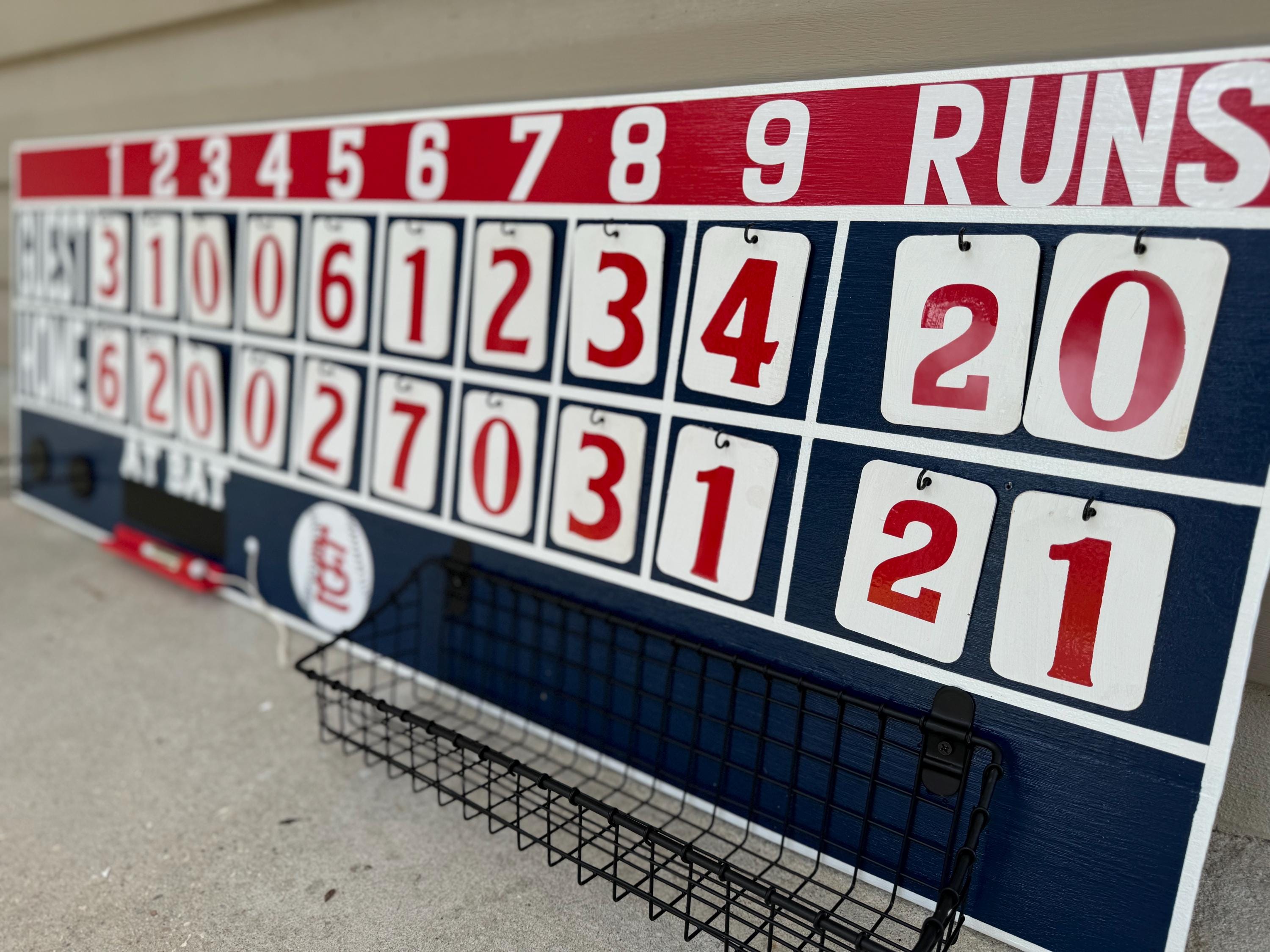 Real Wood Vintage Style Baseball Scoreboard With Removeable