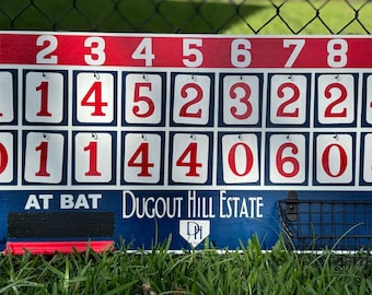 Real Wood Vintage Style Baseball Scoreboard with removeable numbers to keep score