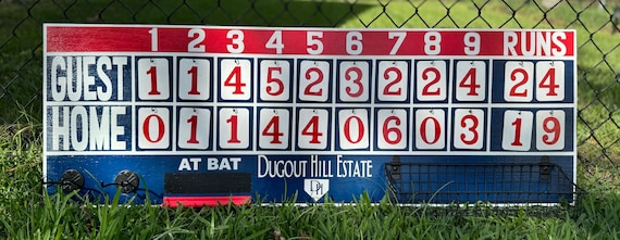 Real Wood Vintage Style Baseball Scoreboard With Removeable