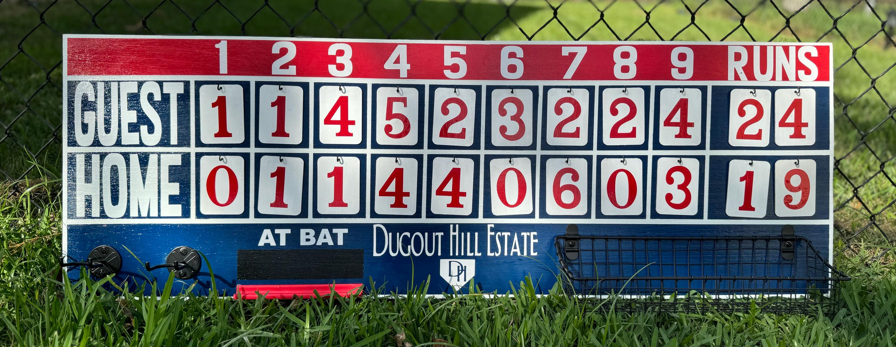 Real Wood Vintage Style Baseball Scoreboard With Removeable