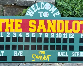 24”x45” | Real Wood Painted XL Baseball Real Wood Hand Painted Personalized Baseball Scoreboard