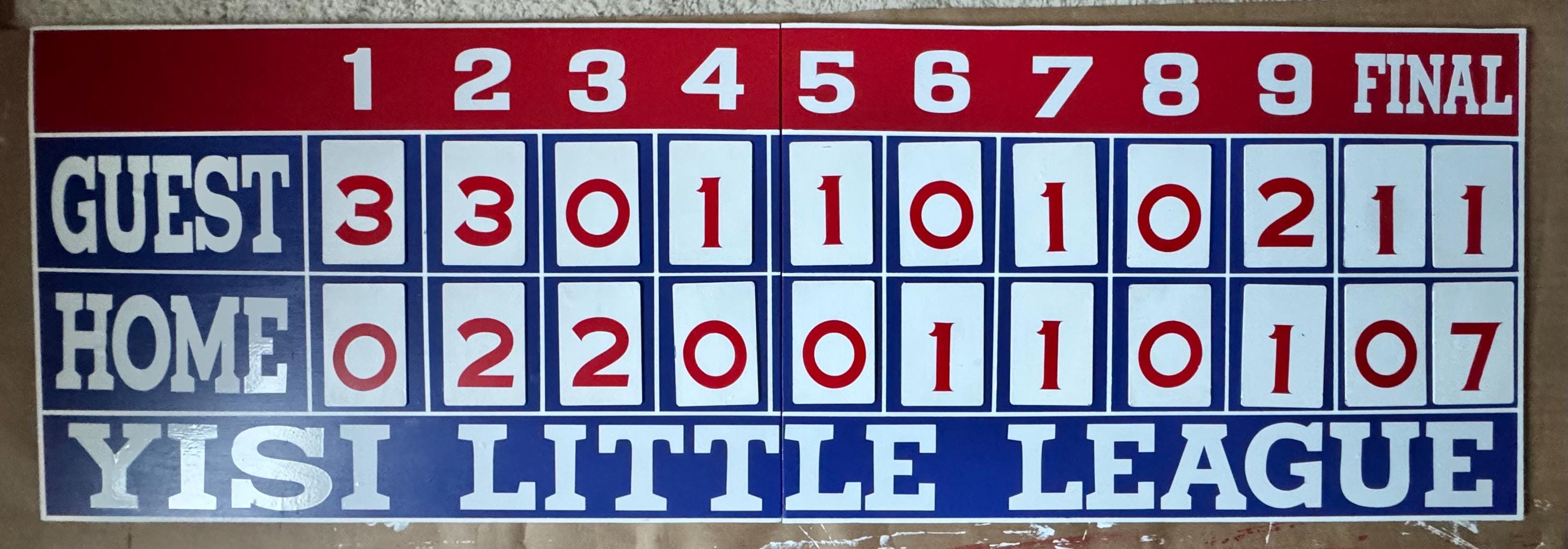 24” X 72” Real Wood Vintage Style Baseball Scoreboard With