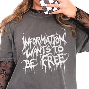 Death Metal TShirt, Information Wants to Be Free, Metalhead Gift, Comfort Colors Punk Tee, Support Your Local Library, Library Reading Shirt