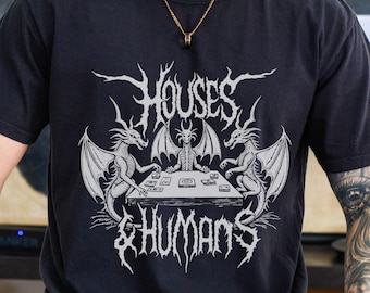 Camiseta de Casas y Humanos DnD, camiseta con estampado de Death Metal, regalo divertido de Dungeons Dragons, camiseta de fantasía con colores cómodos, estilo metalcore para gamers