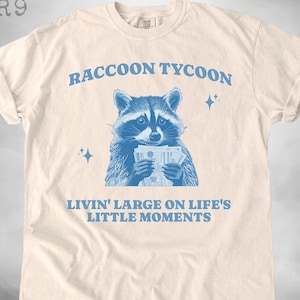 Camiseta engraçada vintage de guaxinim, guaxinim magnata, camiseta engraçada de guaxinim, camisetas com gráficos de memes, camisa grande e confortável, camiseta de mentalidade