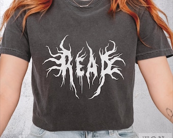 Read Metalcore Comfort Colors T-Shirt: Punk Librarian Book Lover Gift