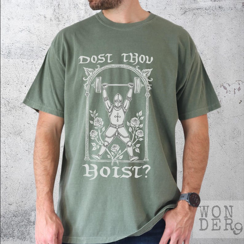 Camiseta Dost Thou Hoist Comfort Colors: Camiseta engraçada de levantamento de peso para academia Moss