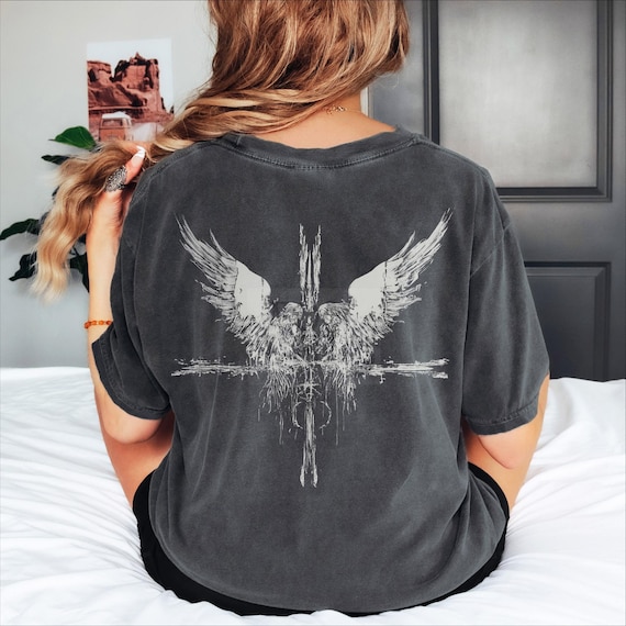 Angels at the Cross Comfort Colors Shirt: Christian Metalhead Love Inspired Grunge Tee