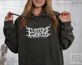 Felpa Death Metal personalizzata / Felpa con stampa gotica / Felpa Metalcore personalizzata / Colori comfort Metalcore / Regalo felpa personalizzata
