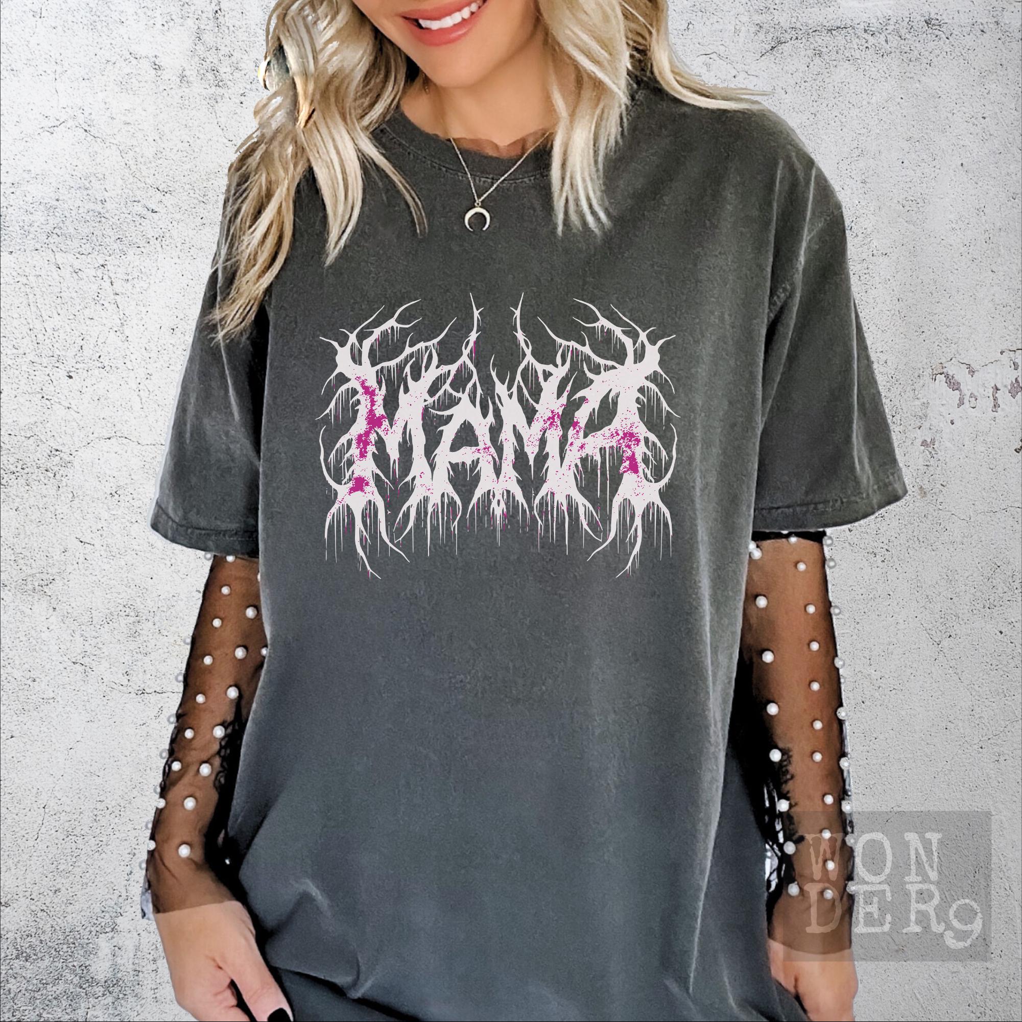 Mama Metalcore Death Metal Druck Shirt, Muttertagsgeschenk, Komfort Farben Gothic Tee, Geschenk für coole Mama, Custom Metal Shirt, Rebel Mama