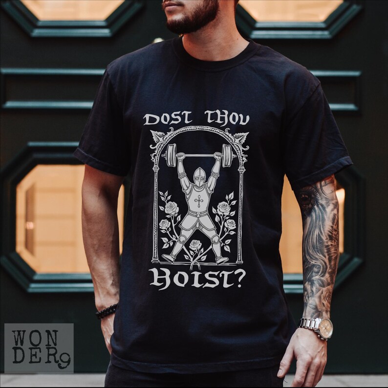 Camiseta Dost Thou Hoist Comfort Colors: Camiseta engraçada de levantamento de peso para academia Black