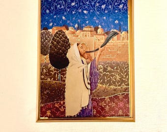 Vintage Art Print - Man with Shofar