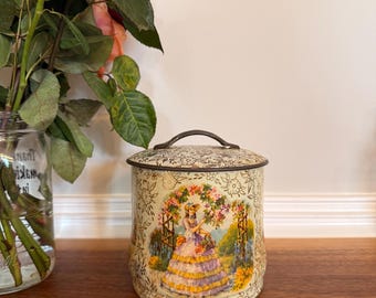 Vintage English Metal Box Co Floral Biscuit Tin
