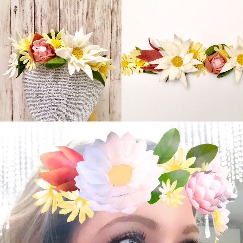 Snapchat Flower Crown l Snapchat Filter Costume l Felt Flower | Etsy