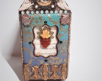 Polymer Clay and Mixed Media Shrine Box OOAK Handmade Art- "Divinity"