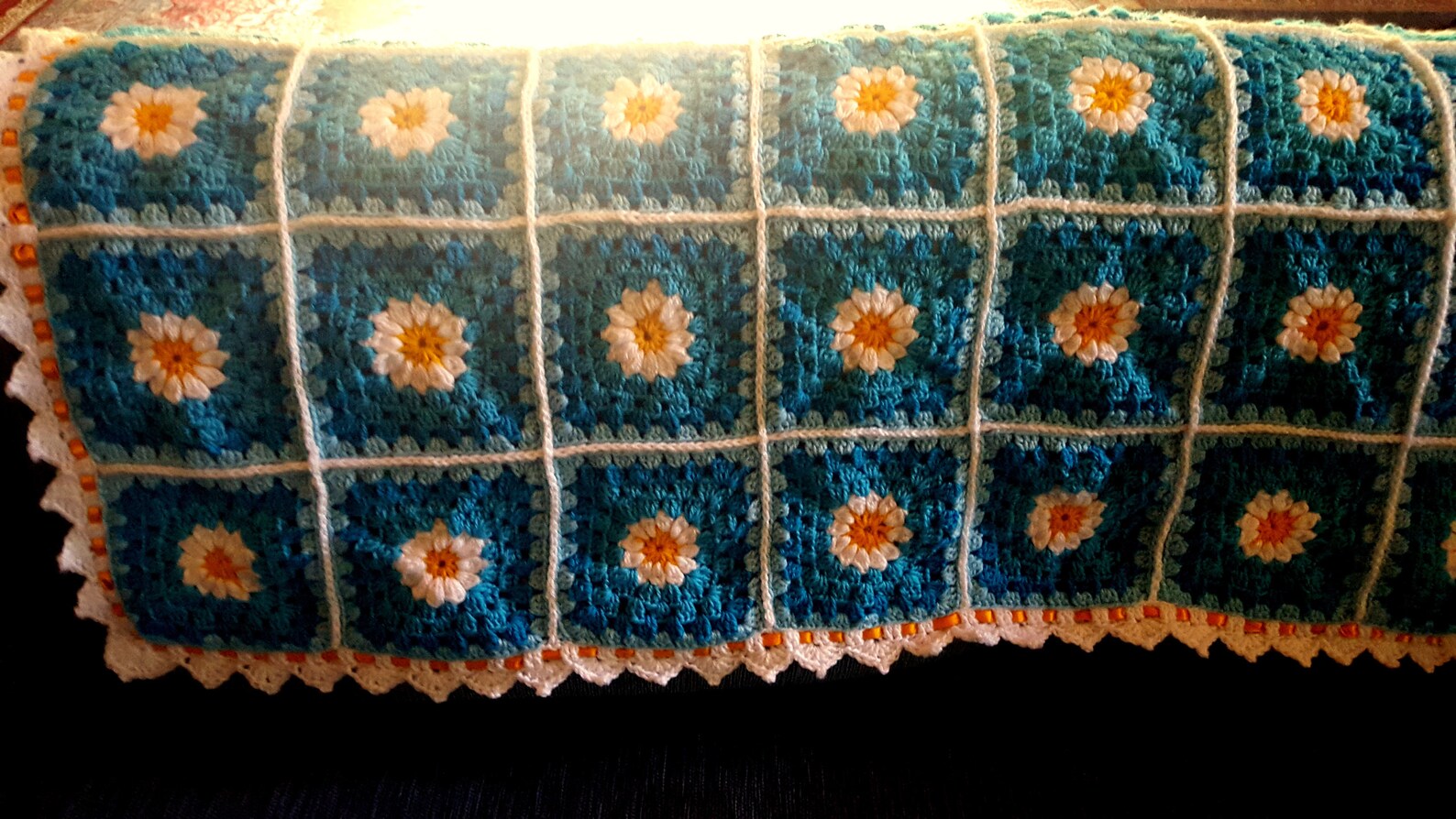 Crochet Daisy Baby Blanket Gift Blue and Yellow Daises Etsy Australia