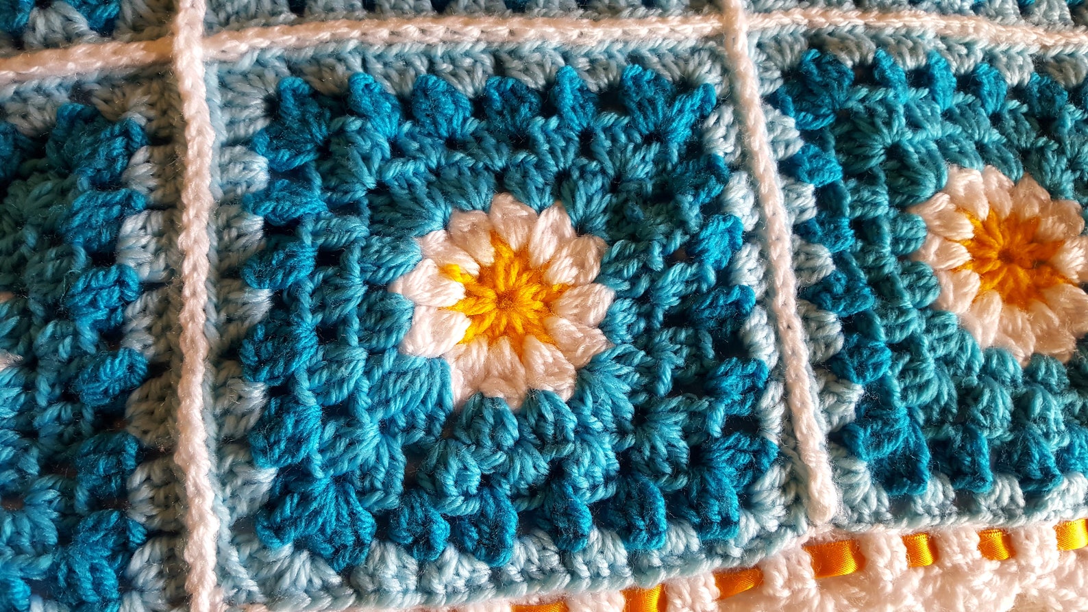 Crochet Daisy Baby Blanket Gift Blue and Yellow Daises Etsy Australia