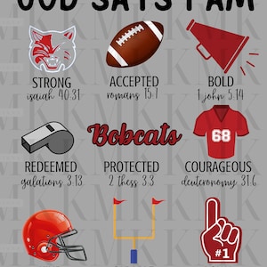 Bobcats (maroon)God Says I Am | PNG | Sublimation Design